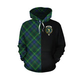 Stewart Hunting Modern Tartan Hoodie Half of Me - Cross Style